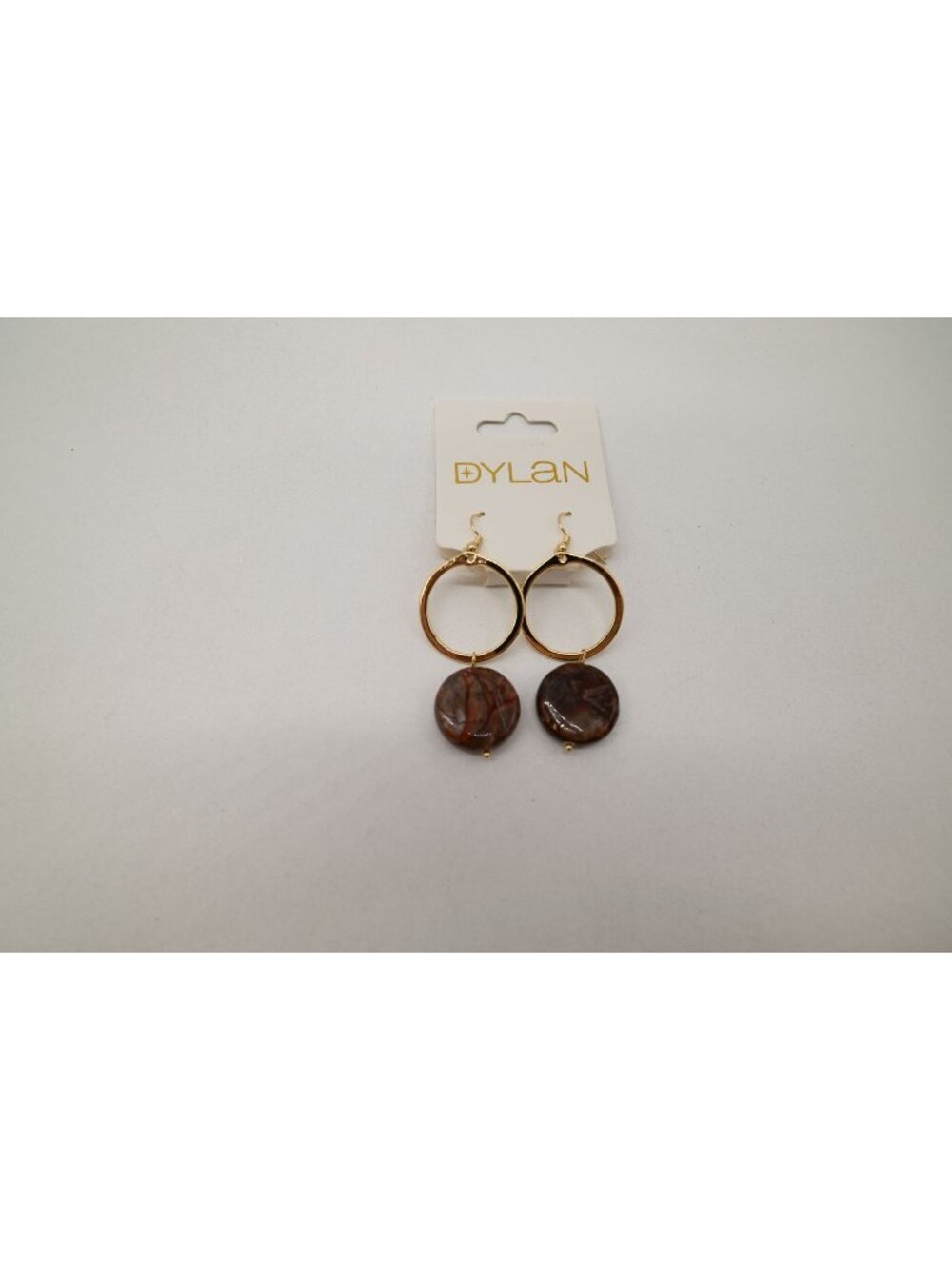 NWT Dylan Jewelry Maison Earrings Earth Gold Tone Hoop Dangle Drop Stone Bead